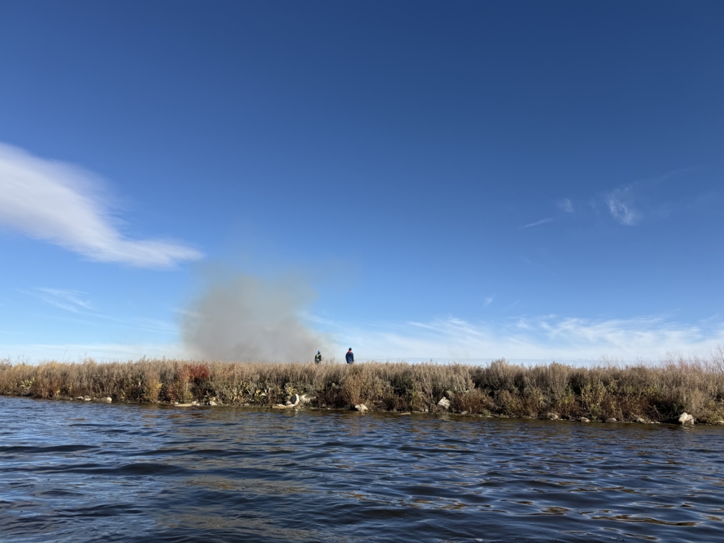 Prescribed Burn - Pelican Island Photo from Wascana Lake of a prescribed burn occuring on Pelican Island, smoke is in the air.
